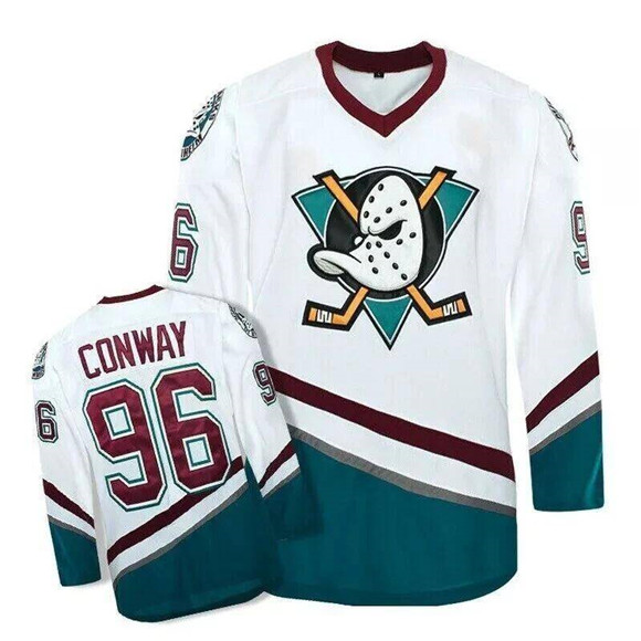 Men's Anaheim Ducks #96 Charlie Conway White Stitched Jersey
